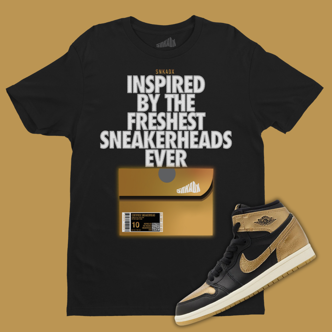 Shoe Box T-Shirt Matching Jordan 1 High OG Metallic Gold