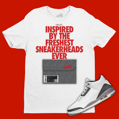 Shoe Box White T-Shirt Matching Jordan 3 Cement Grey