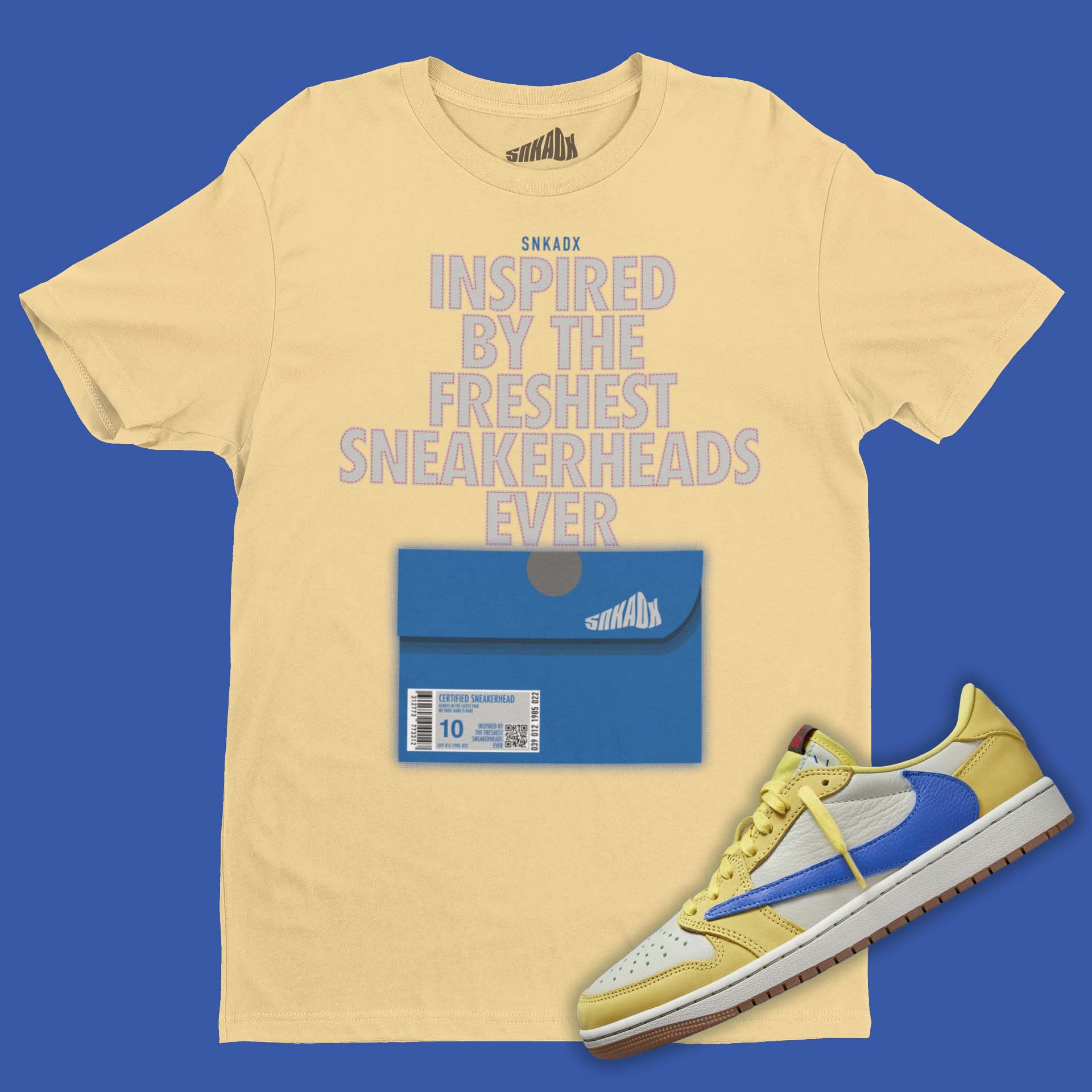 Shoe Box T-Shirt Matching Travis Scott Air Jordan 1 Low OG Canary