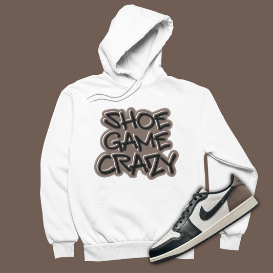 Shoe Game Crazy White Hoodie Matching Jordan 1 Low OG Mocha