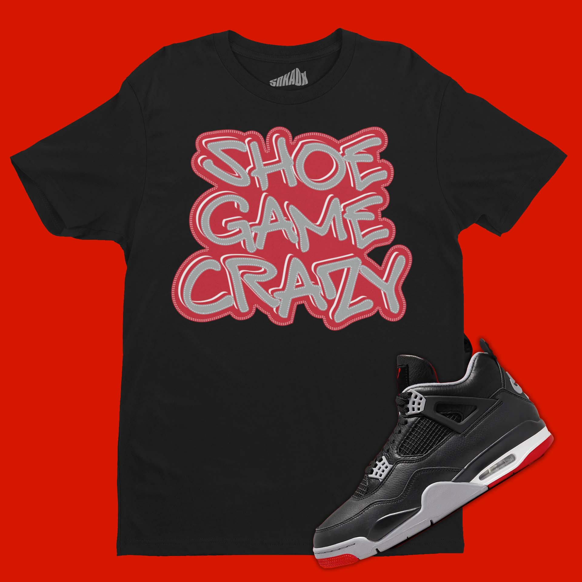 Air fashion jordan 4 bred t shirt