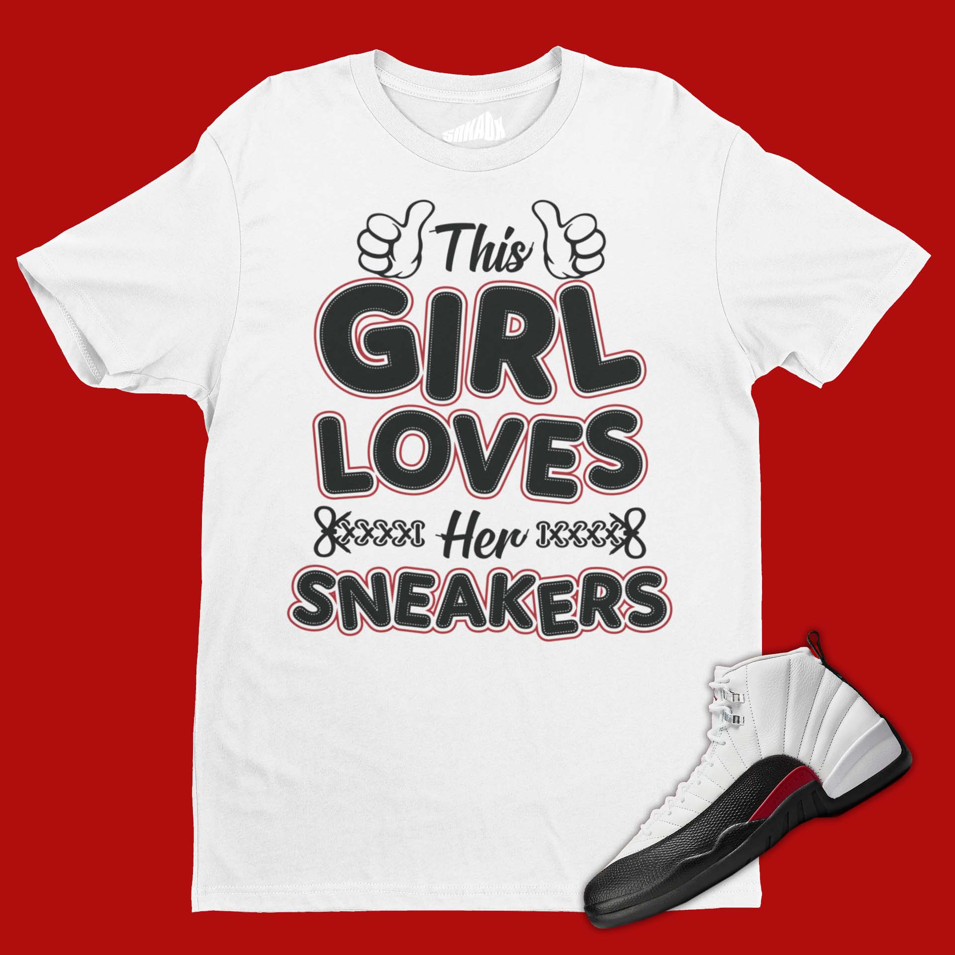 This Girl Loves Her Sneakers Tee Matching Nike Air Jordan 2 Retro DON C Just Don 717170 405 ParallaxShops Air Jordan 12 Red Taxi