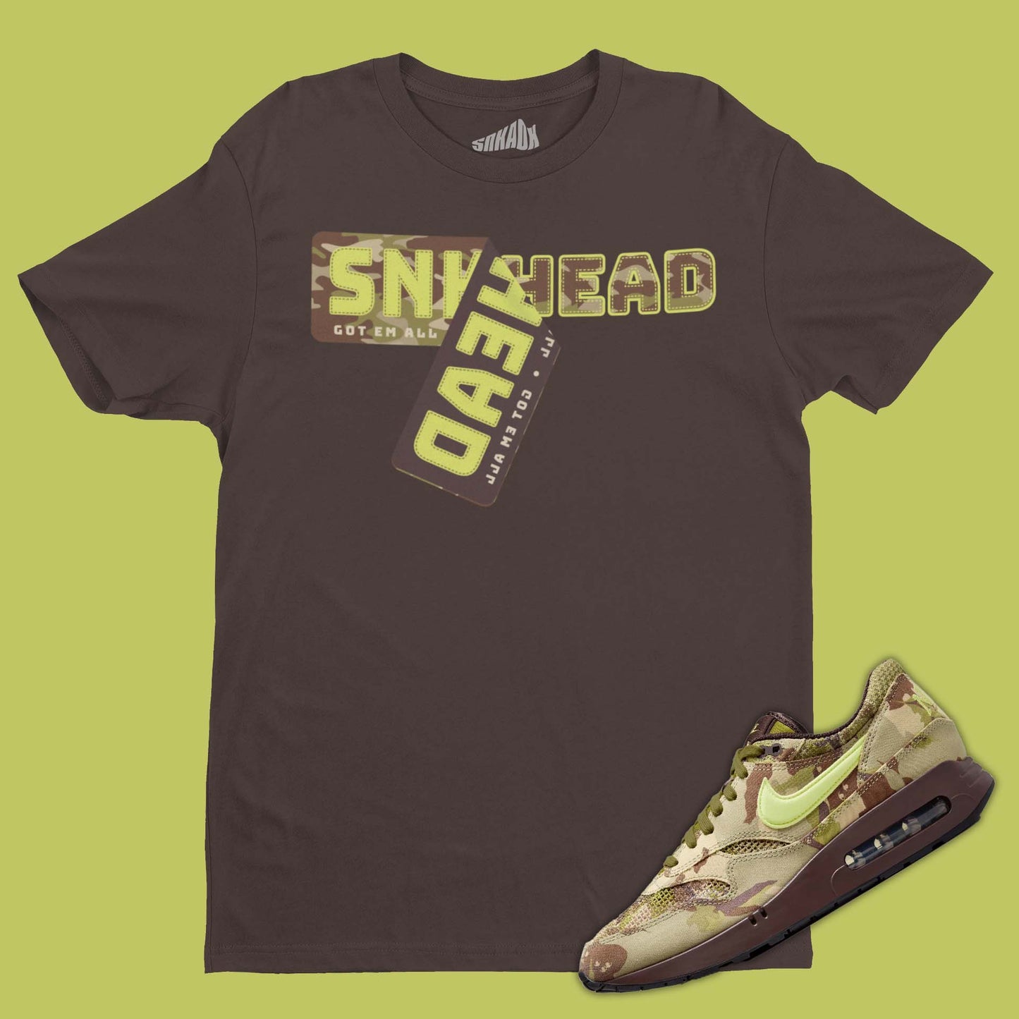 Sneakerhead Sticker T-Shirt Matching Air Max 1 '86 Camo