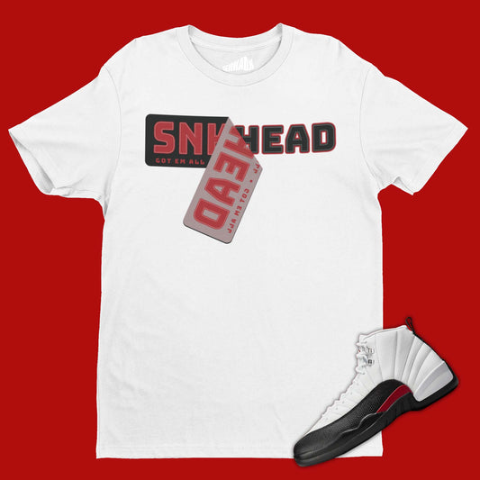 Sneaker Sticker T-Shirt Matching Air Jordan 12 Red Taxi