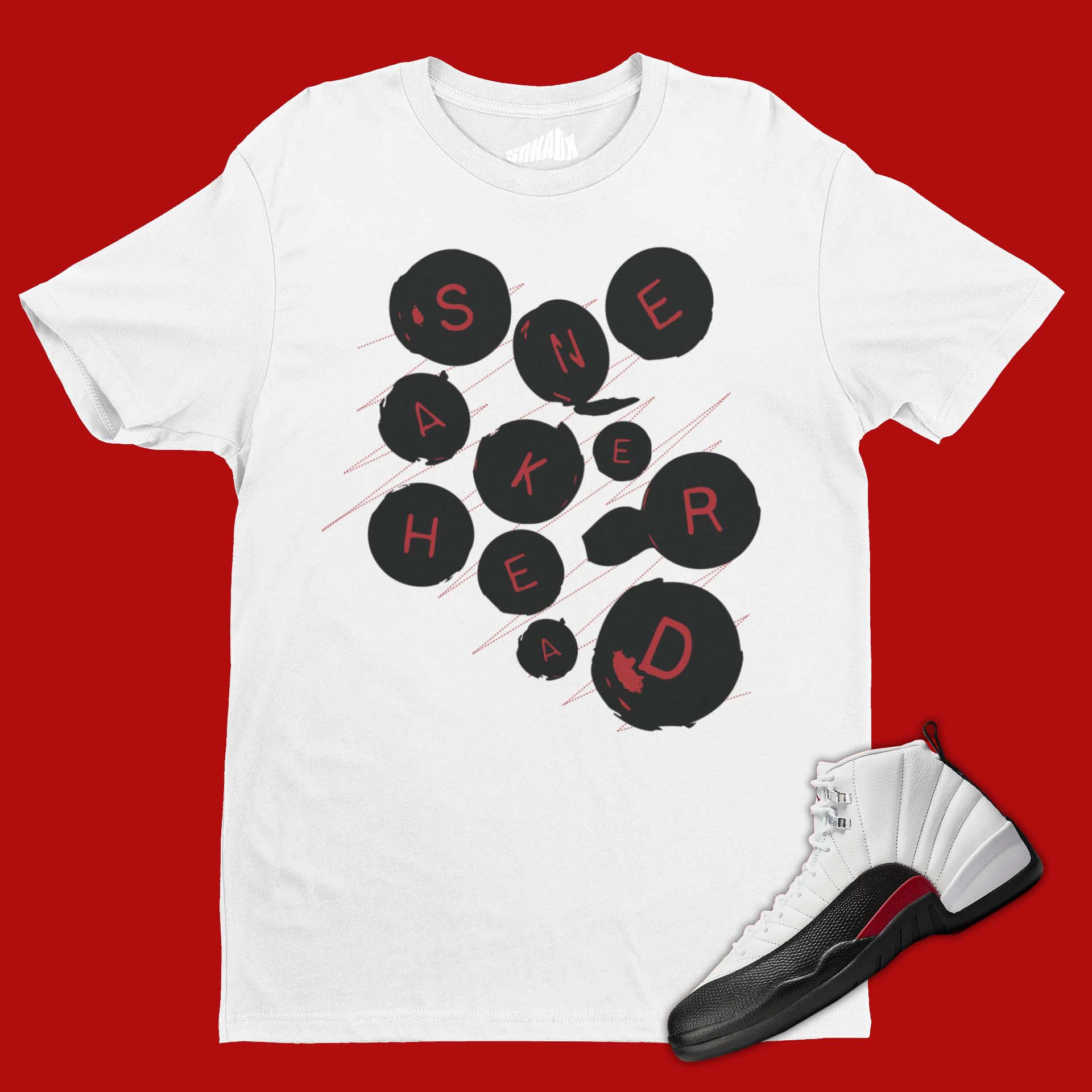 Sneakerhead Buttons T-Shirt Matching Air Jordan 12 Red Taxi