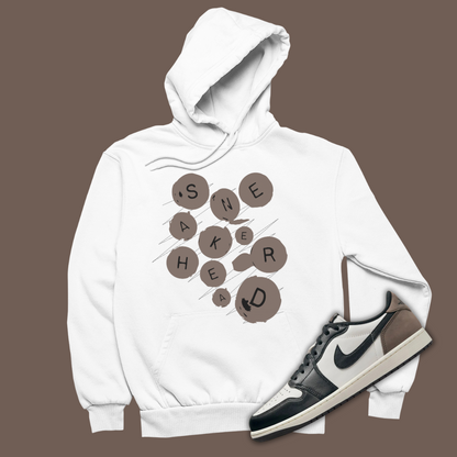 Sneakerhead Buttons White Hoodie Matching Jordan 1 Low OG Mocha