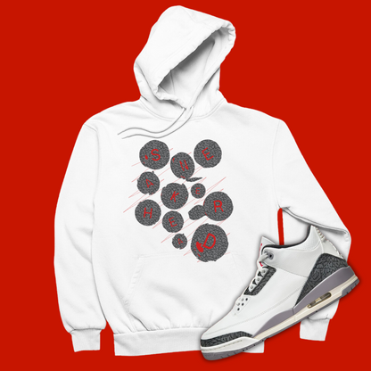 Sneakerhead Buttons White Hoodie Matching Jordan 3 Cement Grey