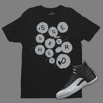 Sneakerhead Buttons Black T-Shirt Matching Jordan 12 Barons