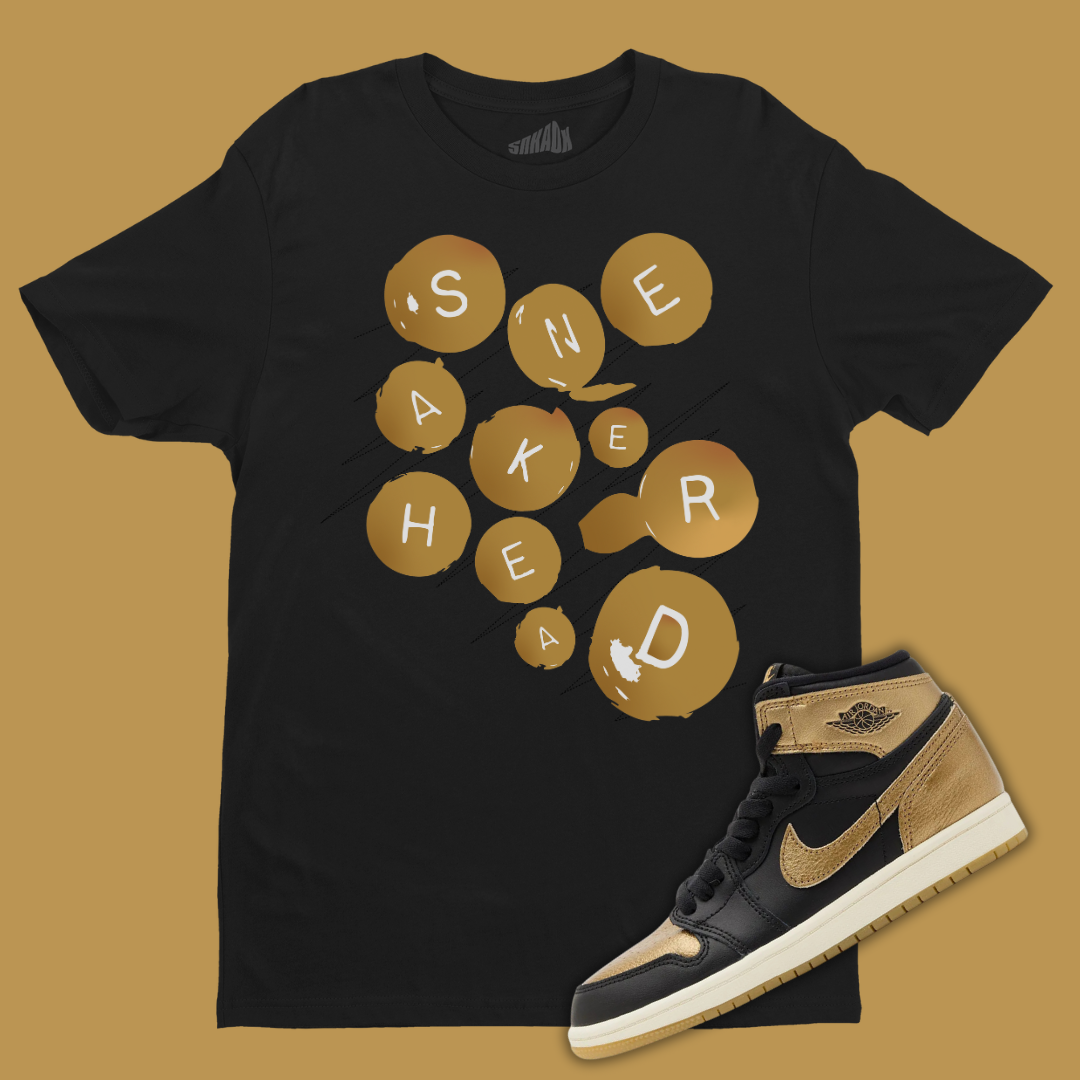 Sneakerhead Buttons T-Shirt Matching Jordan 1 High OG Metallic Gold