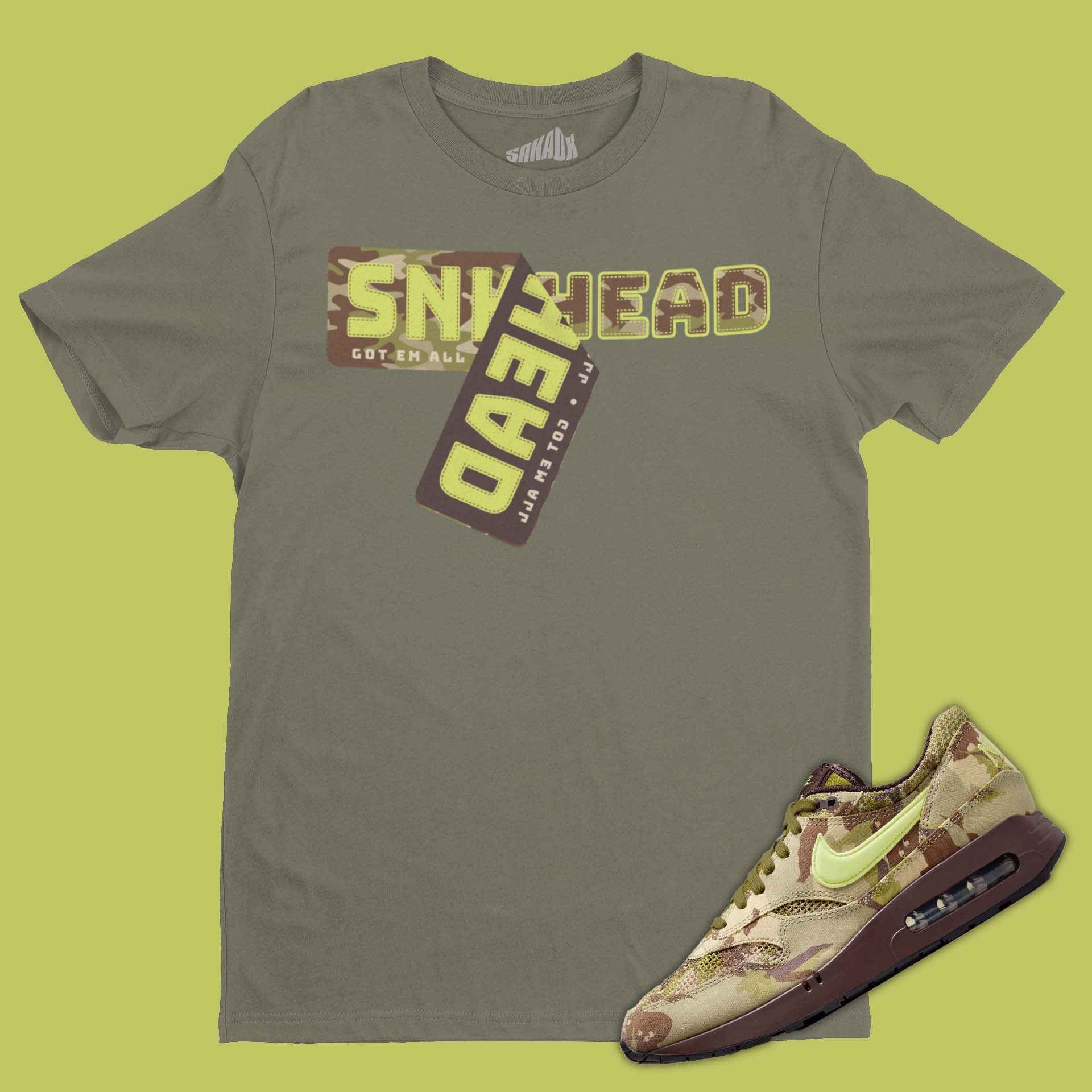 Sneakerhead Sticker T-Shirt Matching Air Max 1 '86 Camo