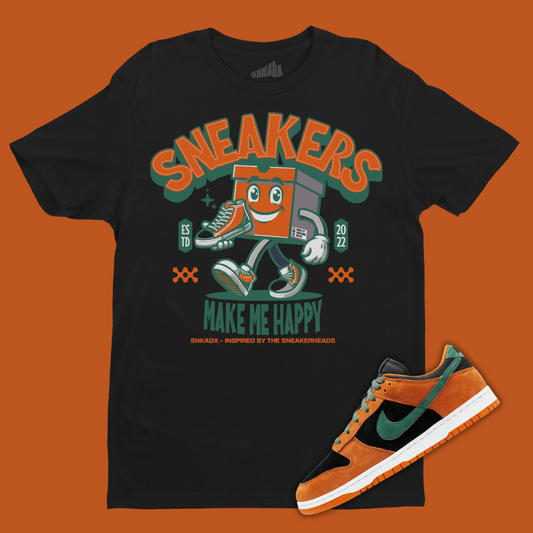 Sneakers Make Me Happy Black T-Shirt Matching Dunk Ceramic