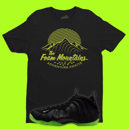 The Foam Mountains Premium black T-shirt Matching Foamposite One Black Volt