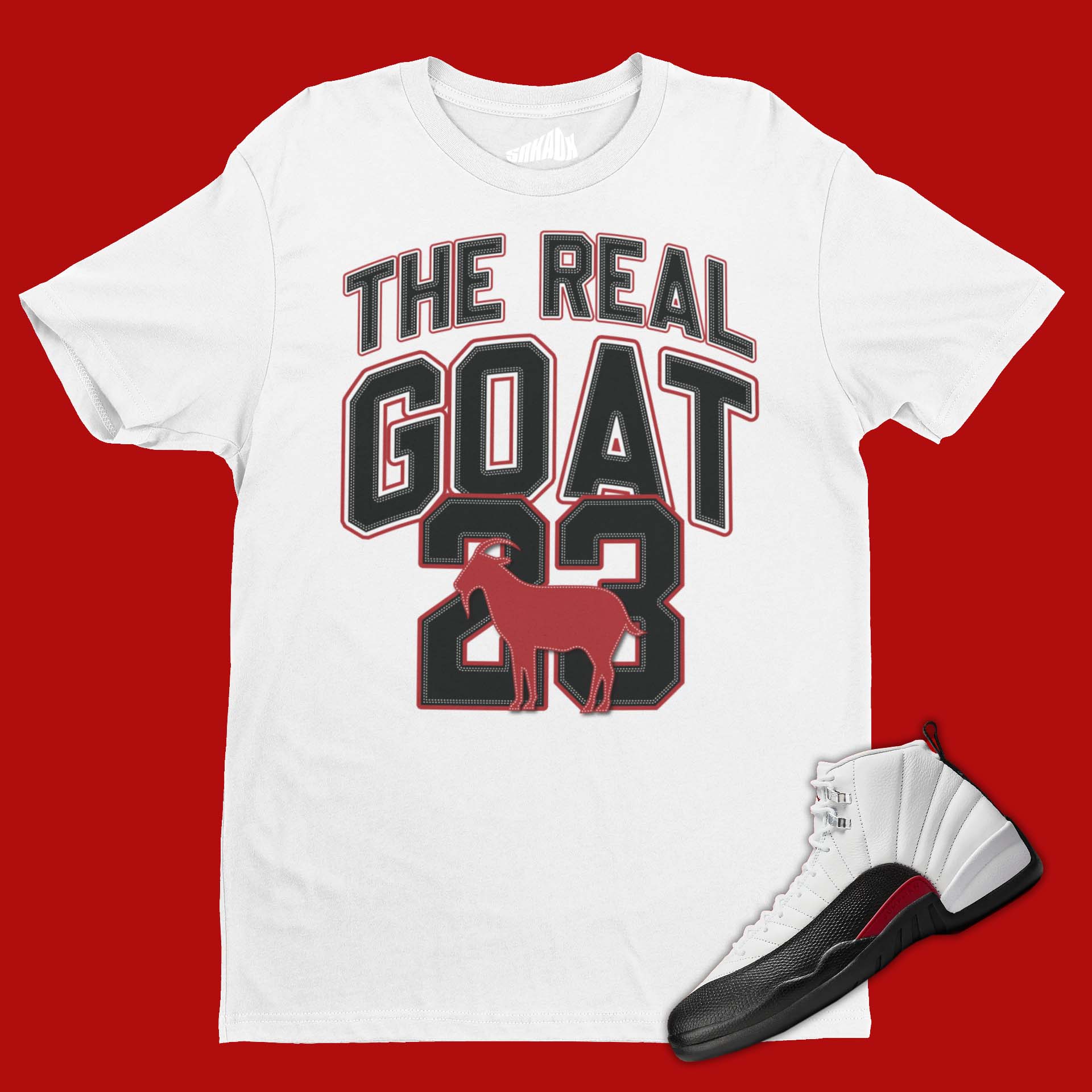 The Real GOAT T-Shirt Matching Air Jordan 12 Red Taxi