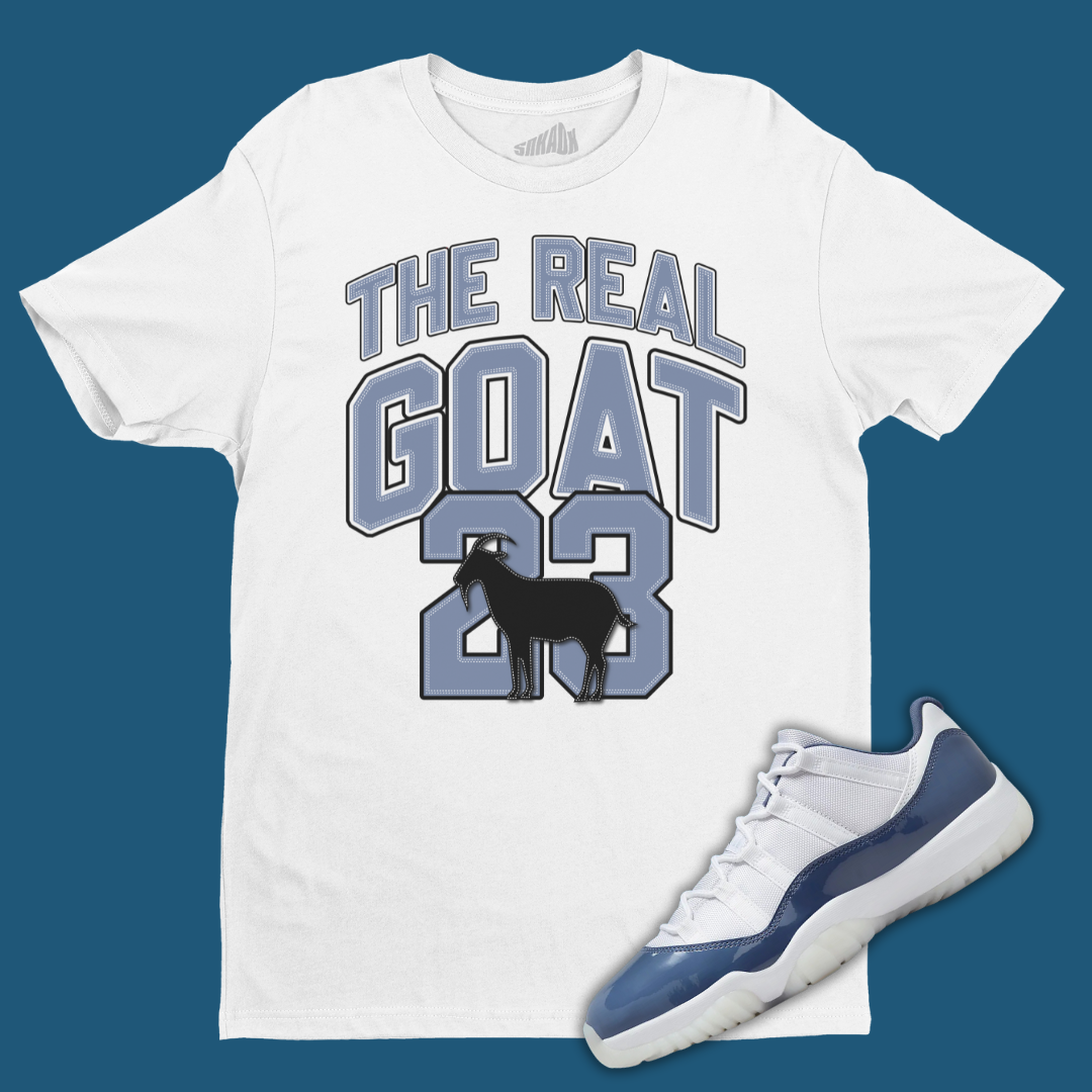 The Real GOAT T-Shirt Matching Jordan 11 Low Diffused Blue