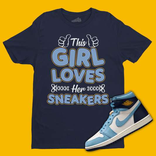 This Girl Loves Her Sneakers T-Shirt Matching Air Jordan 1 First In Flight