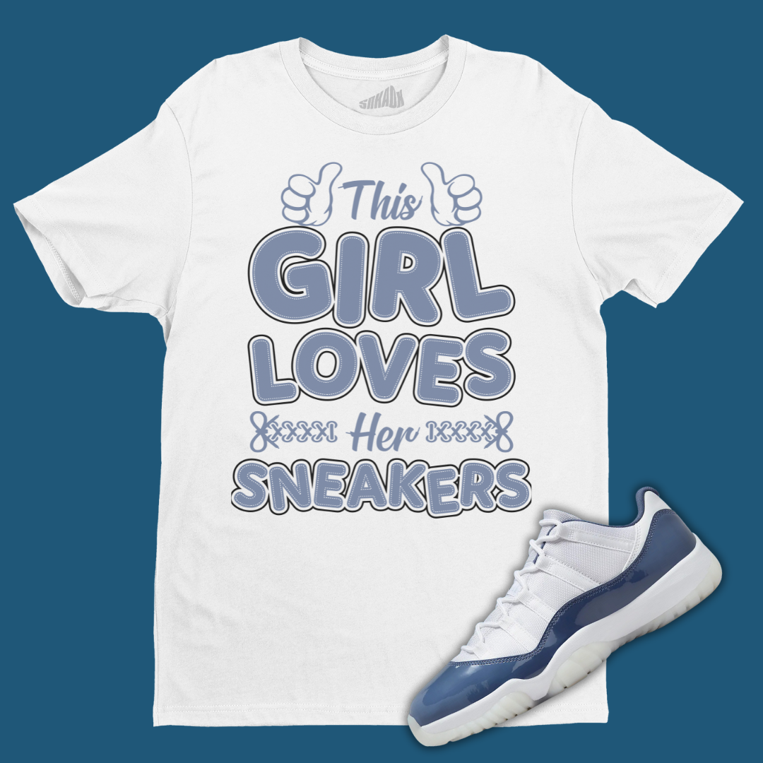 This Girl Loves Sneakers T-Shirt Matching Jordan 11 Low Diffused Blue