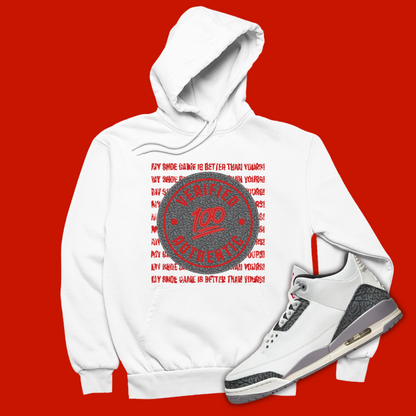 Verified Authentic White Hoodie Matching Jordan 3 Cement Grey