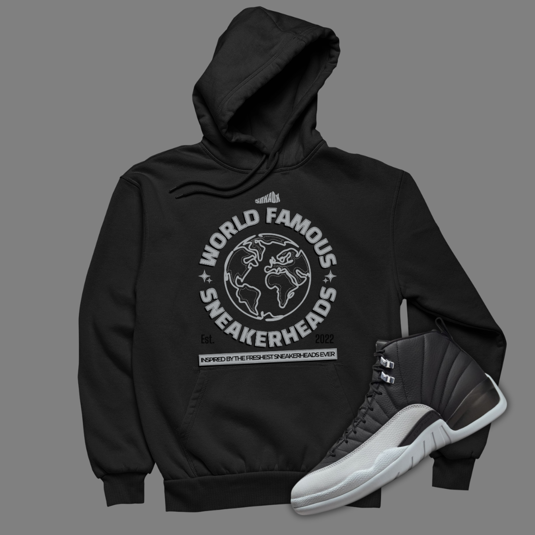 World Famous Sneakerhead Black Hoodie Matching Jordan 12 Barons