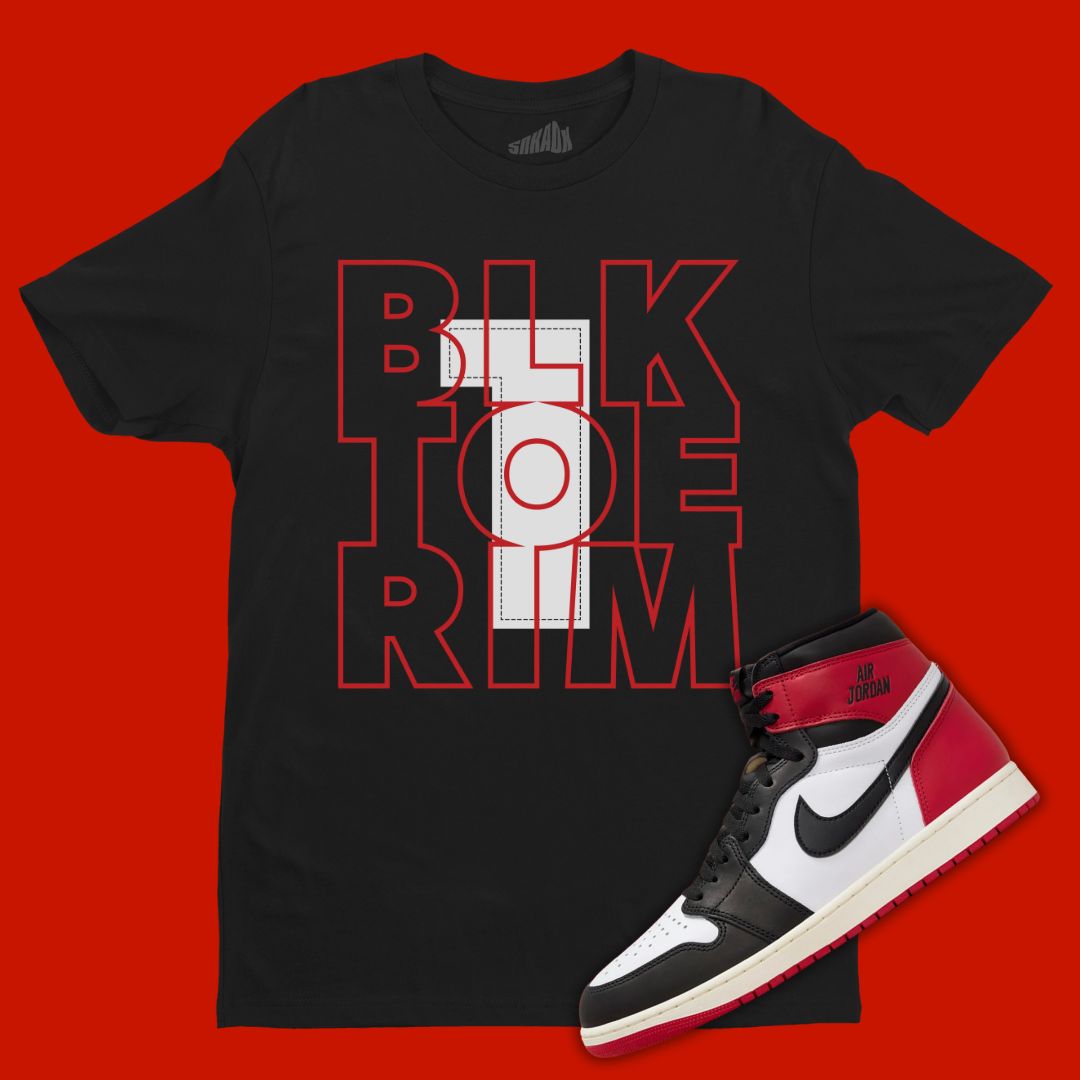 Black Toe 1 Outline black T-Shirt Matching Jordan 1 Black Toe Reimagined