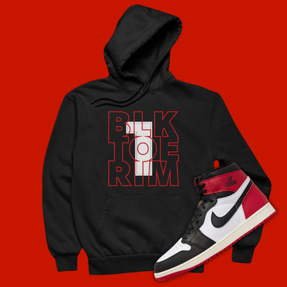 Black Toe 1 Outline black Hoodie Matching Jordan 1 Black Toe Reimagined