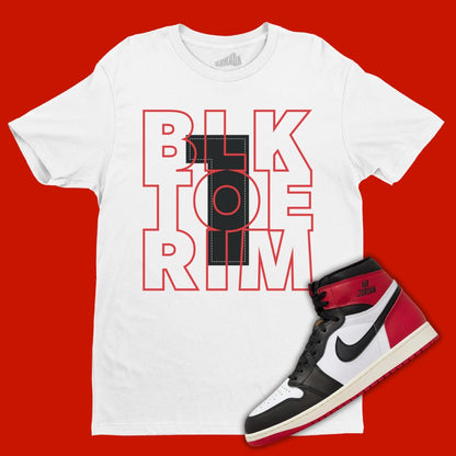 Black Toe 1 Outline white T-Shirt Matching Jordan 1 Black Toe Reimagined