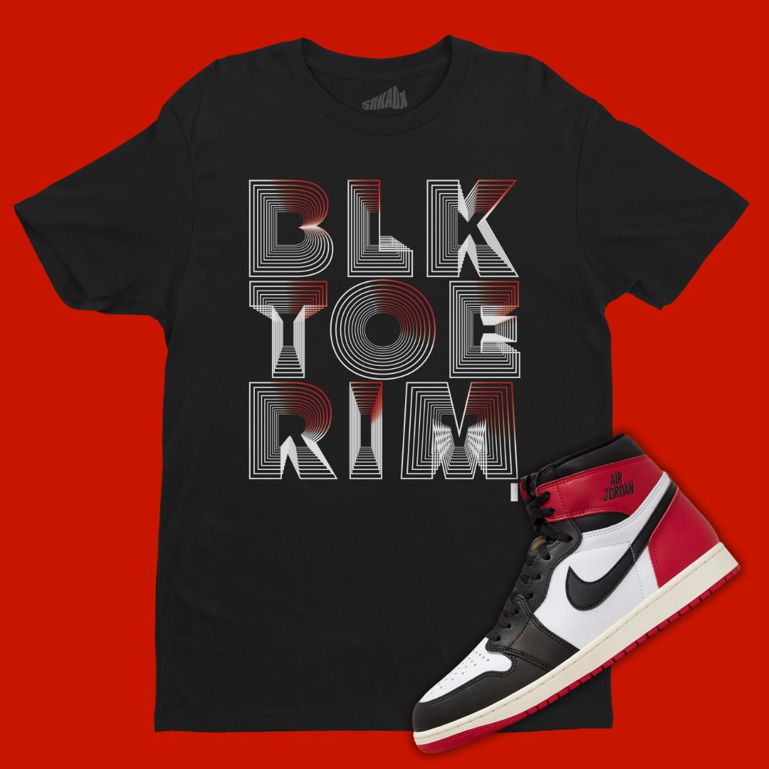 Black Toe RIM 1 3D black T-Shirt Matching Jordan 1 Black Toe Reimagined