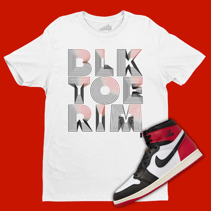 Black Toe RIM 1 3D white T-Shirt Matching Jordan 1 Black Toe Reimagined