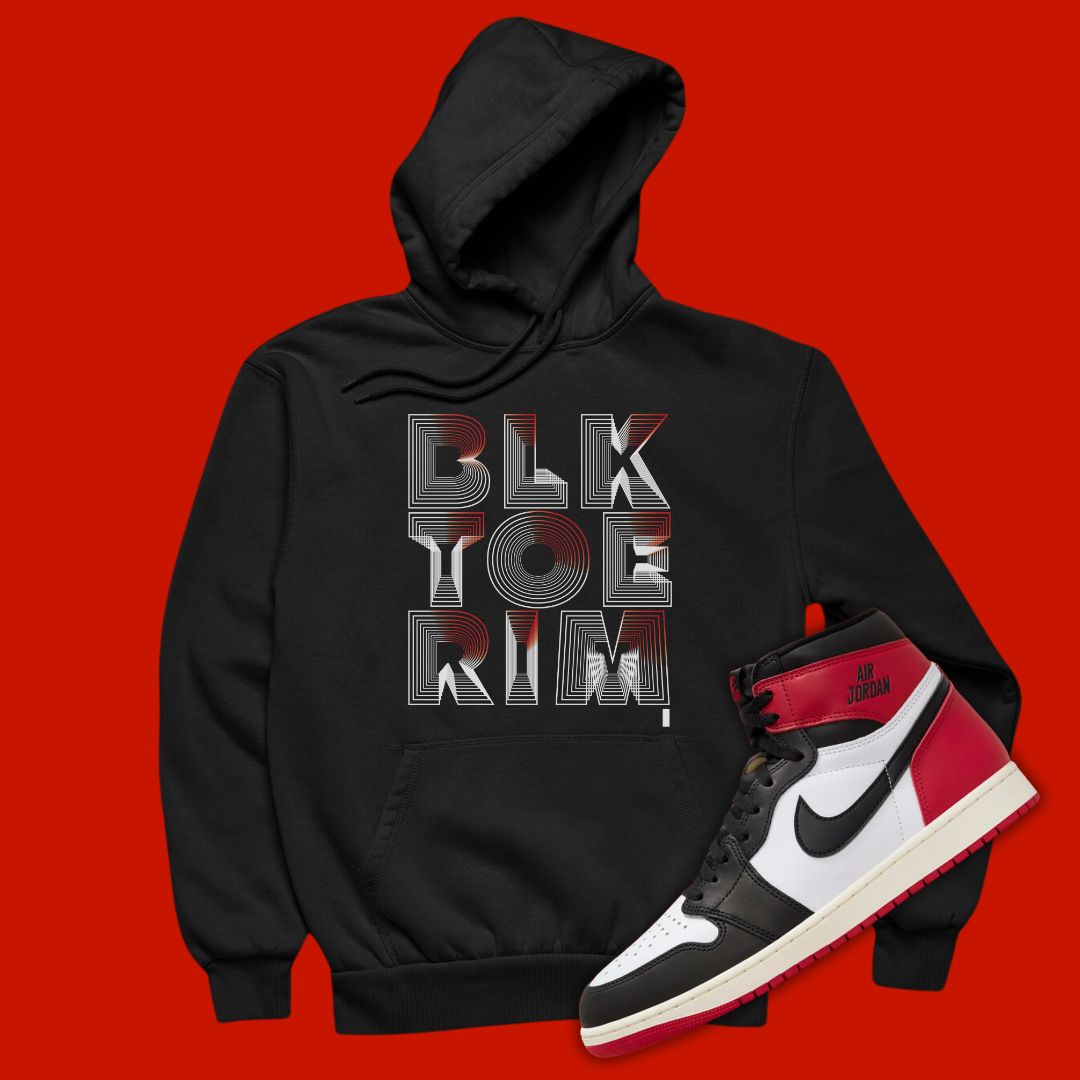 Black Toe RIM 3D black Hoodie Matching Jordan 1 Black Toe Reimagined