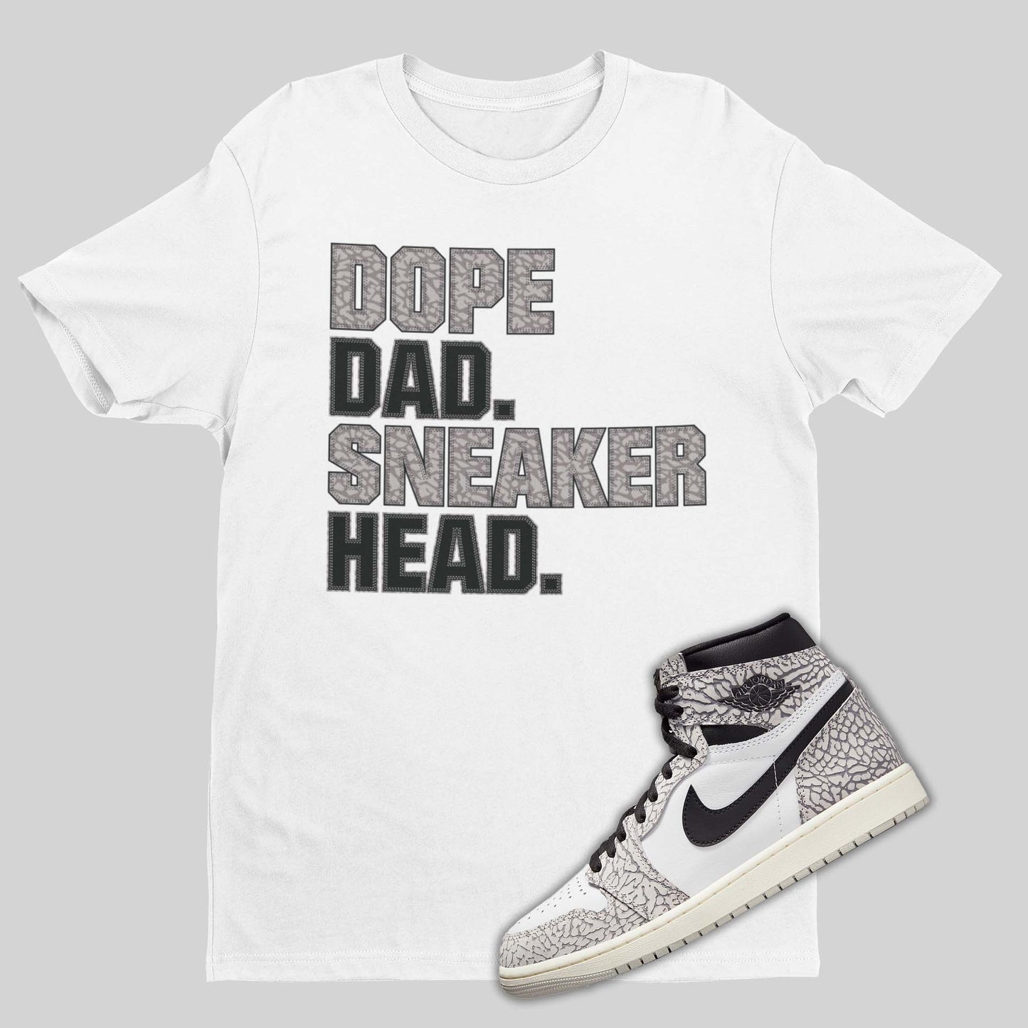 Air Jordan 1 Retro High OG White Cement shirt for dads in white