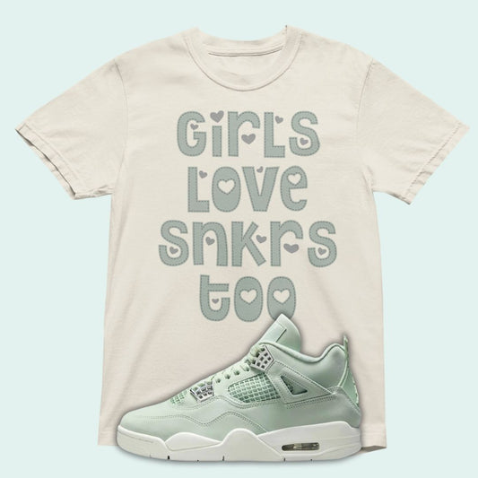 Girls Love Sneakers Too Premium T-shirt Matching Jordan 4 Seafoam