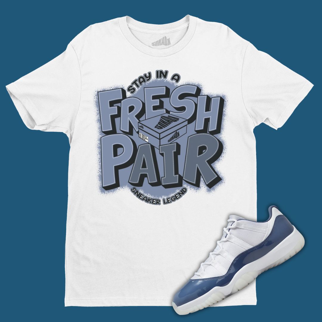 Fresh Pair T-Shirt Matching Jordan 11 Low Diffused Blue - T-Shirt