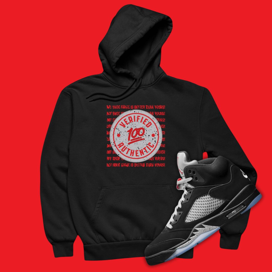 Air Jordan 5 Black Metallic Reimagined matching hoodie with Verified Authentic design