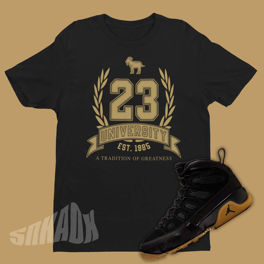 black gum jordan 9s matching shirt