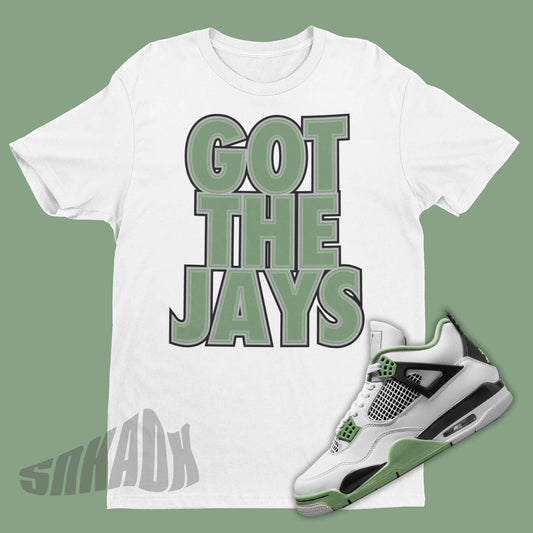 Air Jordan 4 Oil Green Seafoam matching shirt