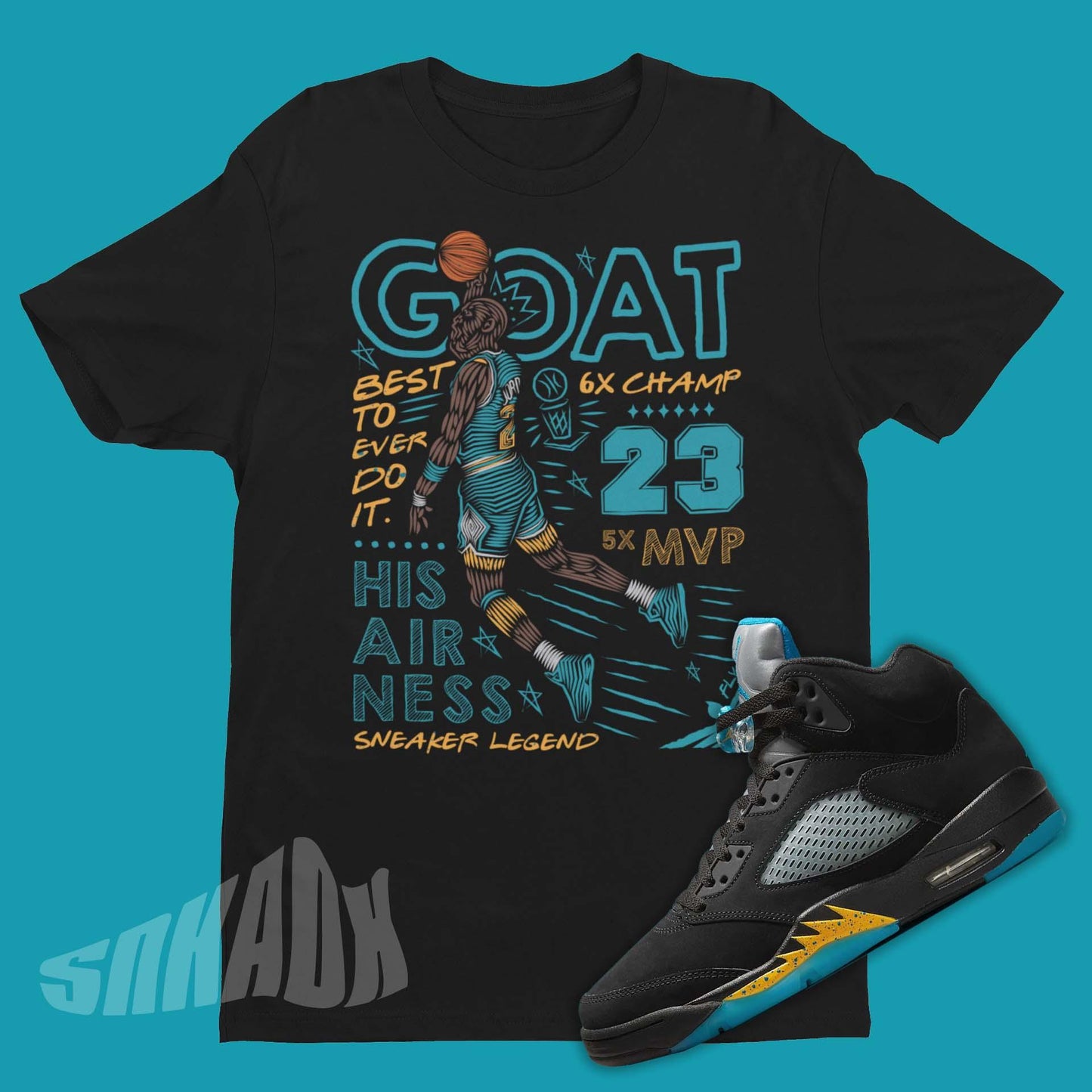 Goat Shirt for Air Jordan 5 Aqua - Shop Now |SNKADX