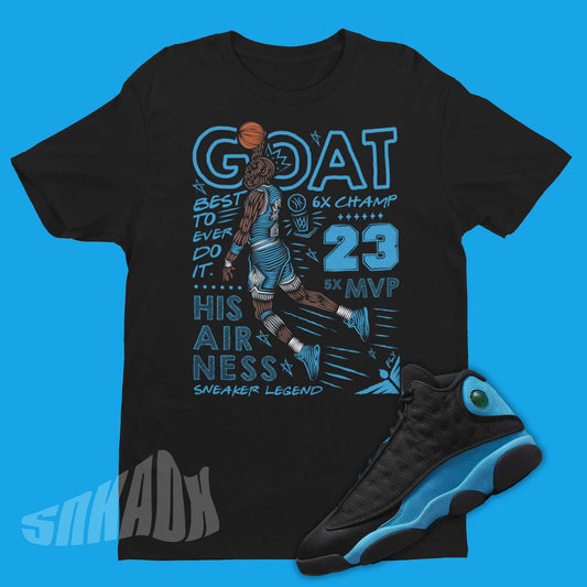 GOAT Shirt To Match Air Jordan 13 University Blue